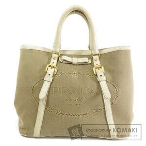 Prada Jacquard Logo Tote in beige
